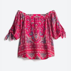 EUC Verse off the shoulder lightweight summer blouse pink gently worn M women's